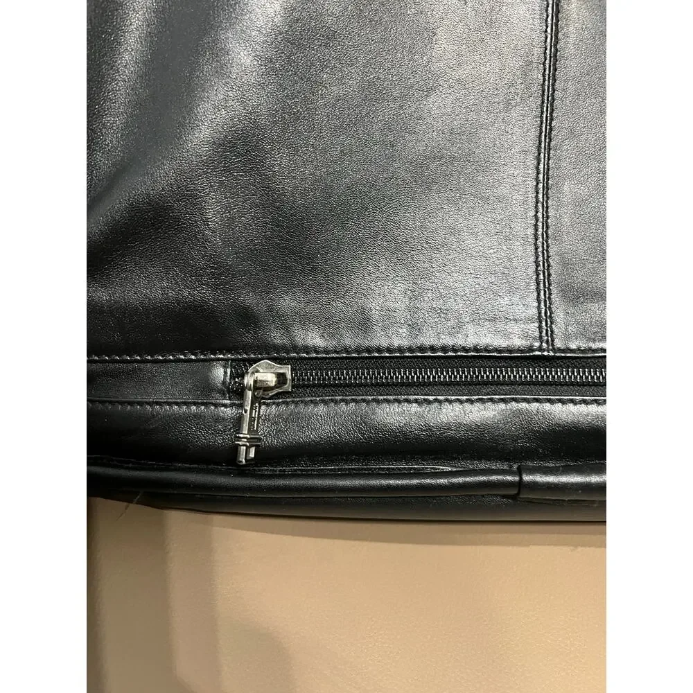 TUMI Alpha Briefcase Bag Nappa Leather Flap Expandable Black Messenger Laptop